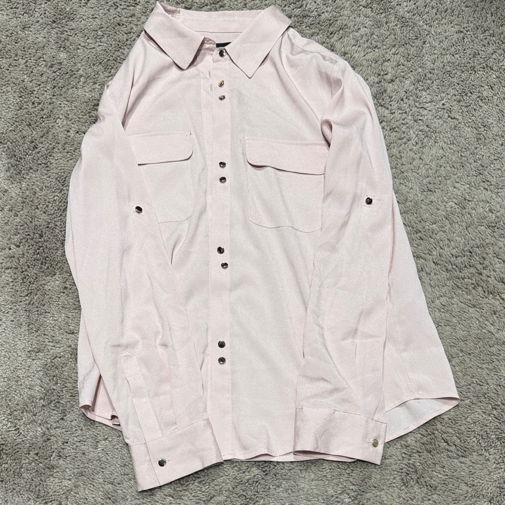 Ivanka Trump Blush Pink Blouse with Gold Buttons